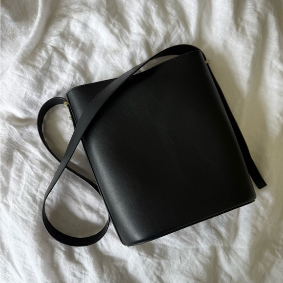 Italic Black Leather Bucket Bag - Picture 6 of 9